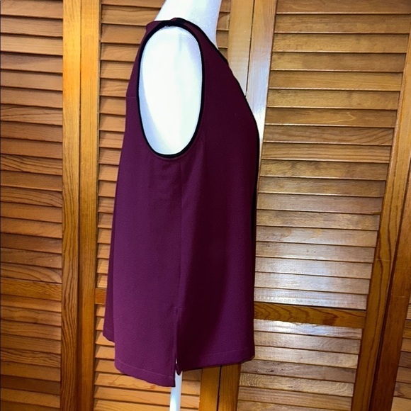 Madewell Sleeveless Burgundy Top with Black Trim Size Medium - Picture 4 of 8
